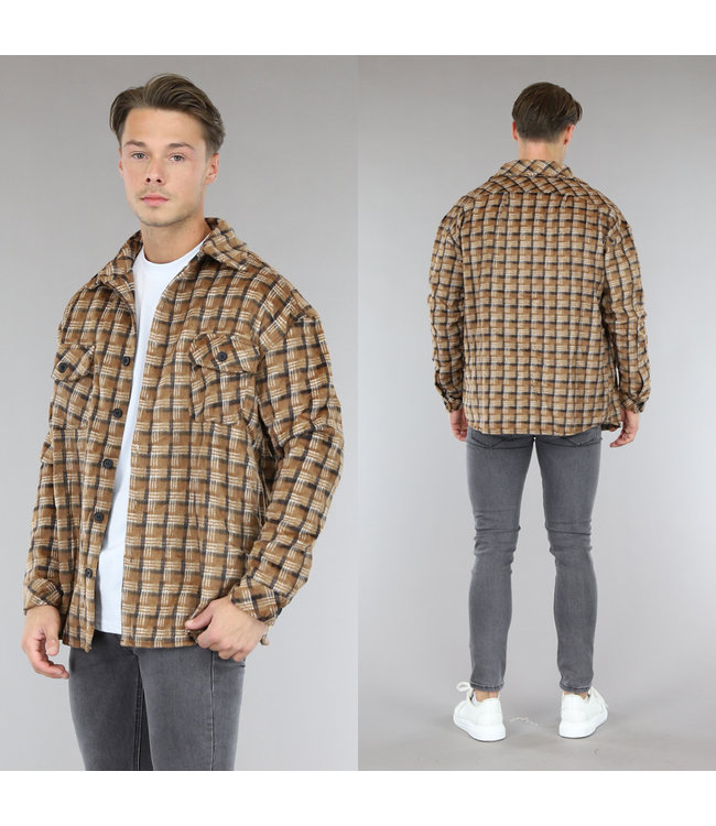 !SALE50 Bruine Heren Houthakkers Overshirt met Oversized Fit