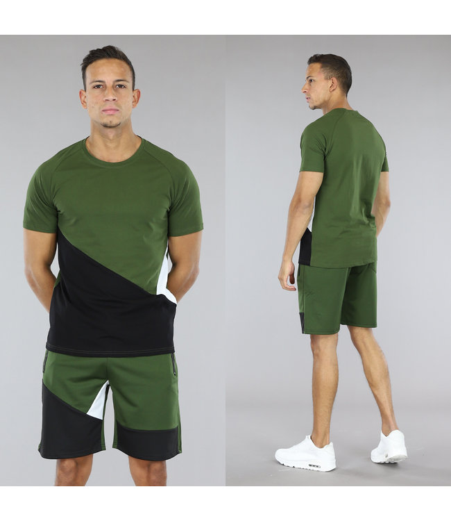 Army Groene Heren Short Set met Sportief Broekje