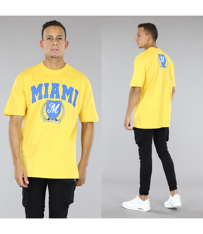 Geel Heren T-Shirt met Miami Opdruk