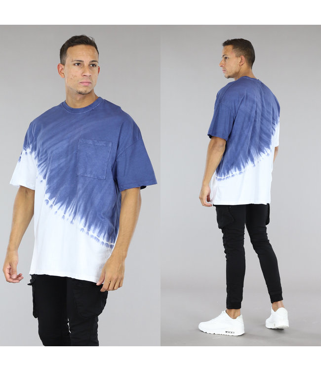 Donkerblauw Heren Tie Dye Shirt