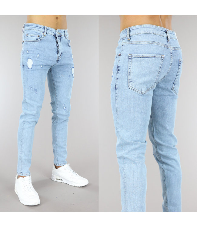 !OP=OP Lichtblauwe Ripped Heren Jeans met Regular Fit