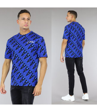 NEW2302 Zwart/Blauw Heren Shirt met A Print
