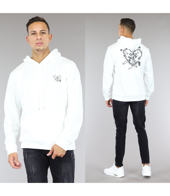 !SALE50 Witte Stay Wild Heren Hoodie