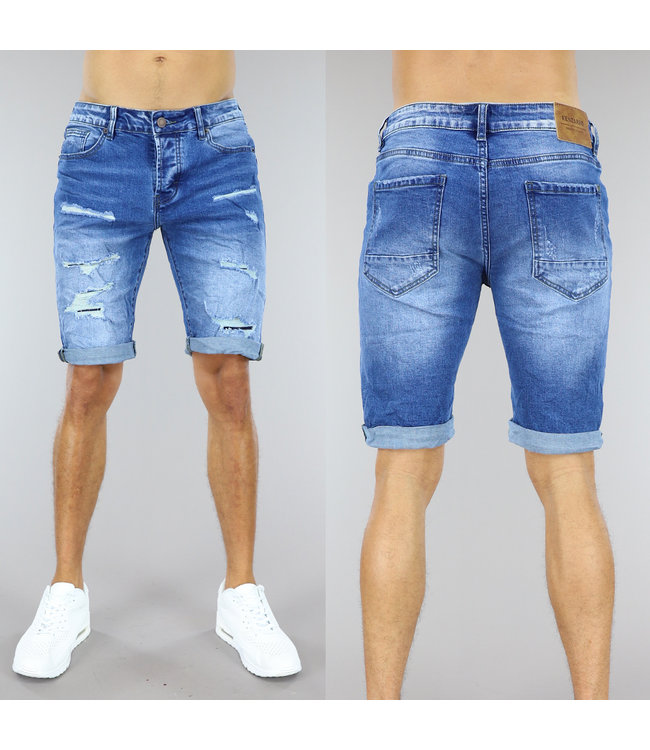 !OP=OP Gewassen Heren Jeans Short met Krassen