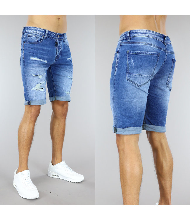 !OP=OP Gewassen Heren Jeans Short met Krassen