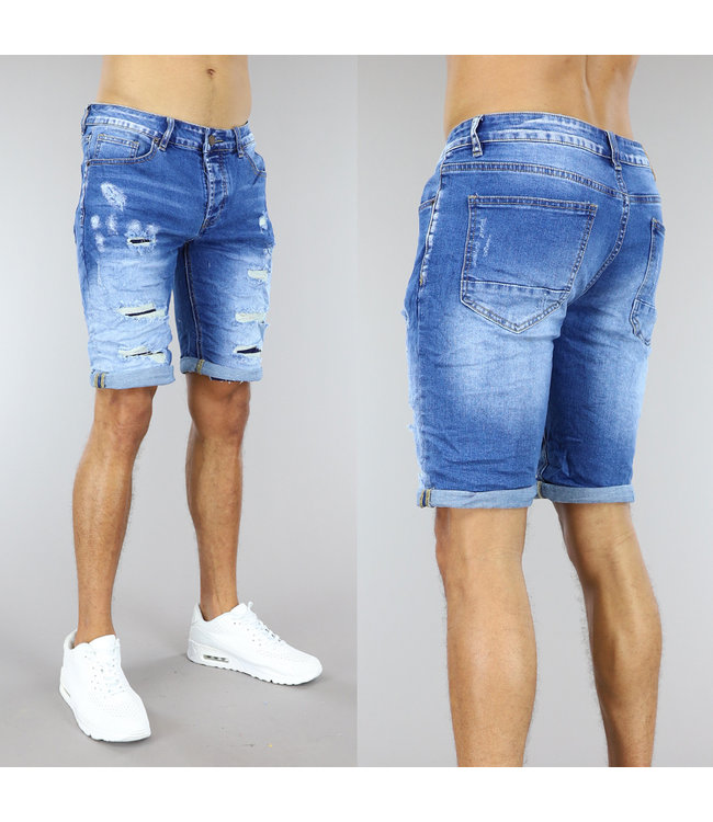 Blauwe Short met Scheuren