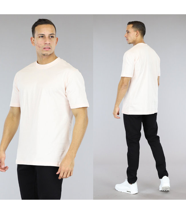 Zalmroze Effen Mannen T-Shirt