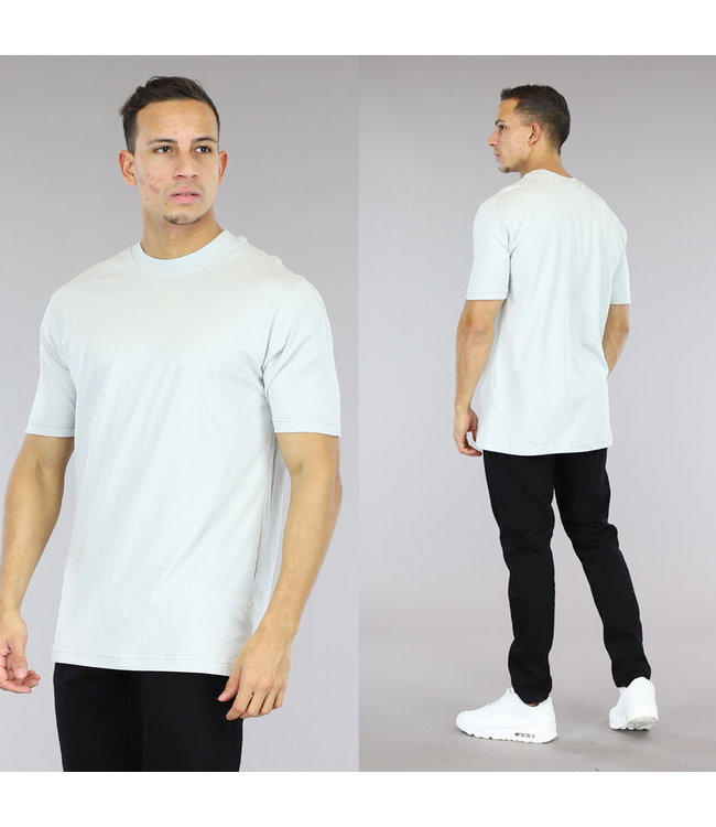 NEW2403 Grijs Effen Mannen T-Shirt