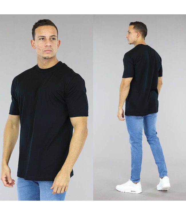 !SALE50 Zwart Effen Mannen T-Shirt