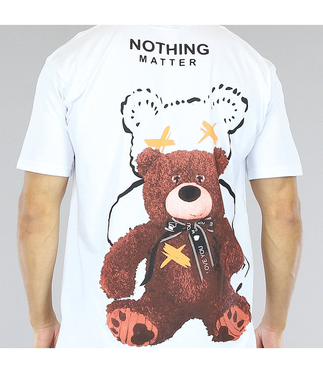 !SALE50 Wit Heren T-Shirt met "Nothing Matter" Opdruk