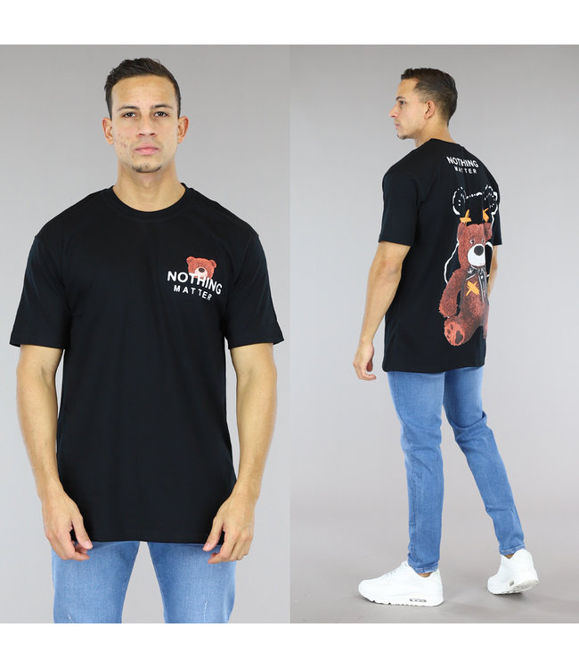 !SALE50 Zwart Heren T-Shirt met "Nothing Matter" Opdruk