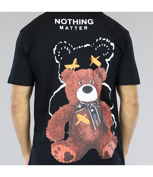 !SALE50 Zwart Heren T-Shirt met "Nothing Matter" Opdruk