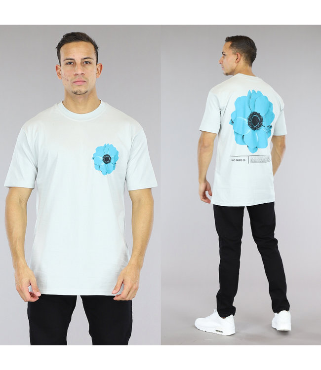 NEW2403 Grijs Heren Oversized "Flower" T-Shirt