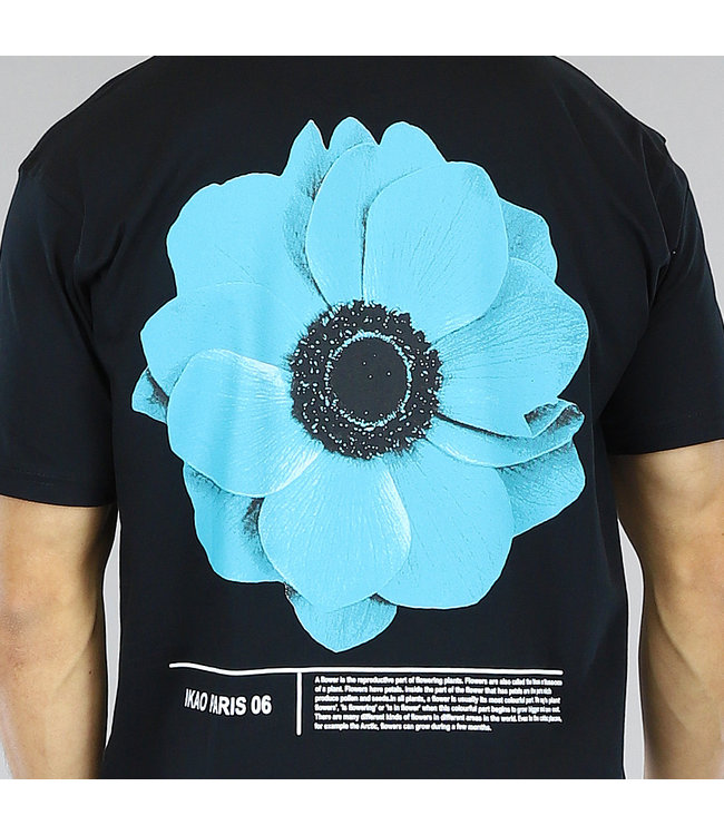 !SALE50 Zwart Heren Oversized "Flower" T-Shirt