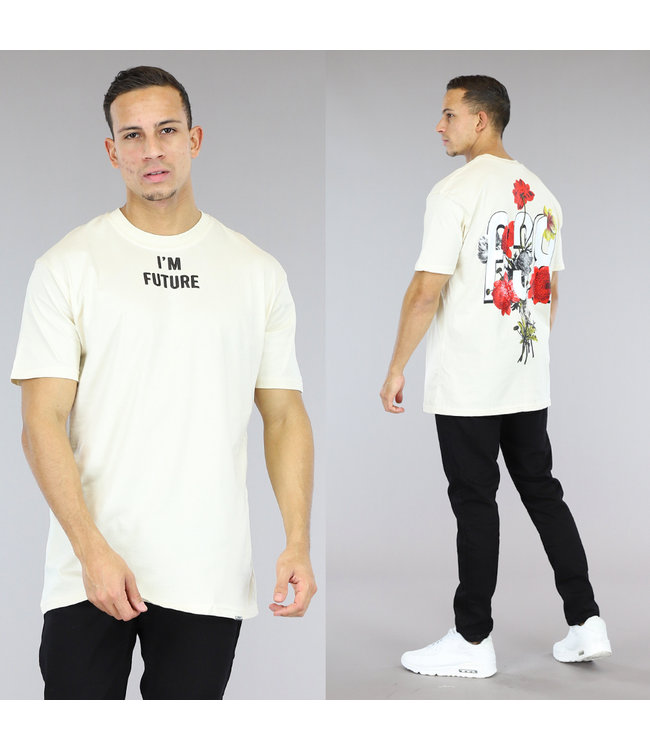 NEW2403 Crème Oversized Heren "I'm Future" T-Shirt