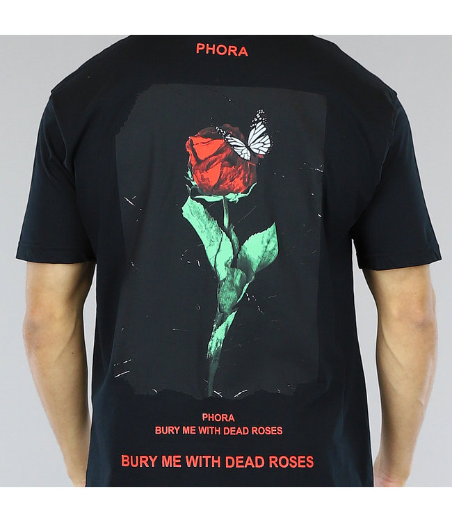 Zwart Oversized Heren T-Shirt met "Phora" Opdruk