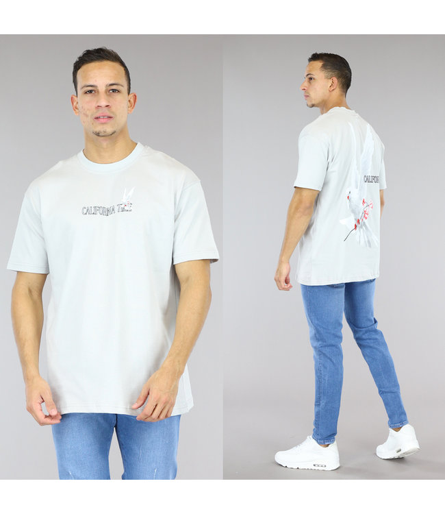 Grijs Oversized "California Time" Heren T-Shirt