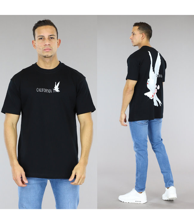 Zwart Oversized "California Time" Heren T-Shirt