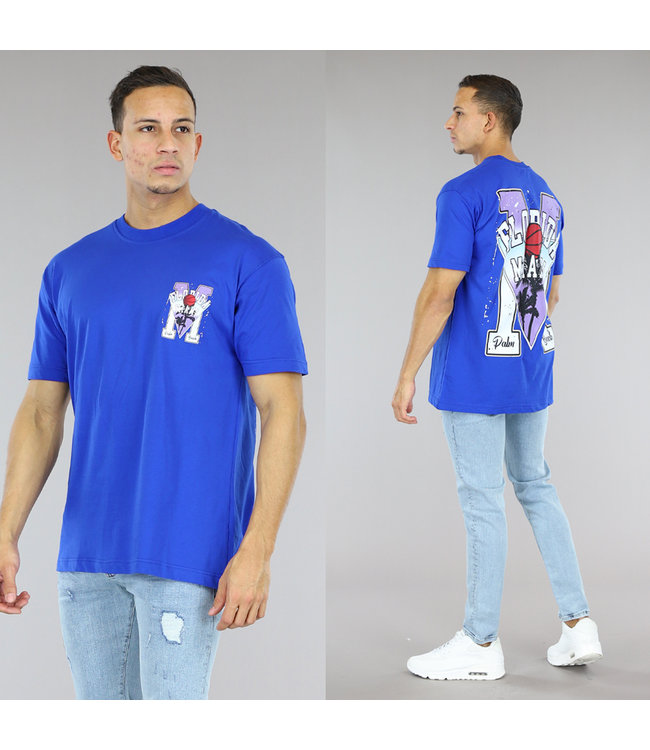 Donkerblauw Oversized Heren "Palm Beach" T-Shirt