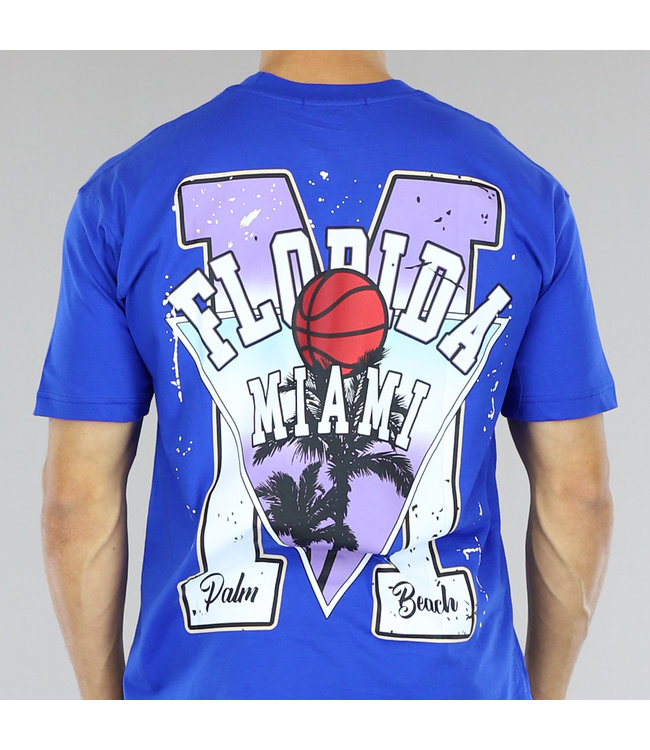 Donkerblauw Oversized Heren "Palm Beach" T-Shirt