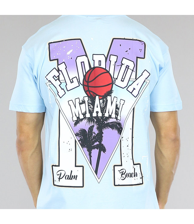 Lichtblauw Oversized Heren "Palm Beach" T-Shirt