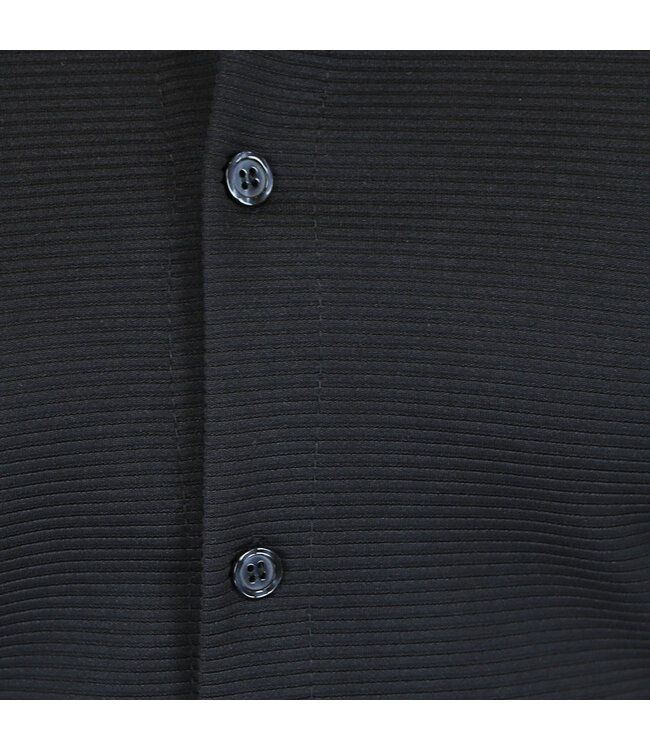 Zwart Ribstof Heren Overhemd Black Leo