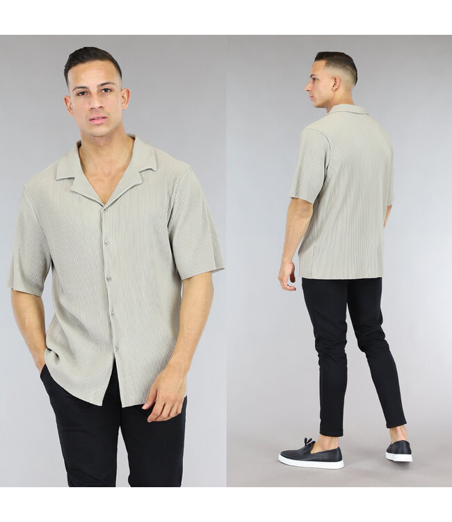 Grijs Loose Fit Heren Blouse met Grove Rib