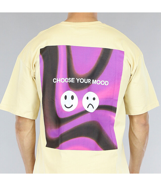 NEW0906 Beige "Choose Your Mood" Heren Shirt