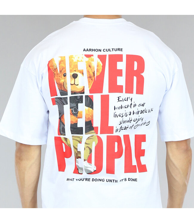 !SALE50 Wit "Never Tell People" Heren Shirt