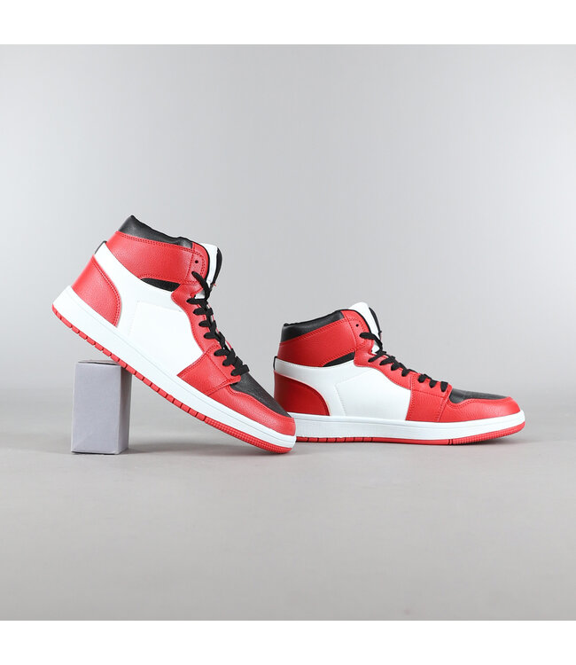 NEW2306 Rode Hoge Heren Sneakers met Zwart/Witte Details