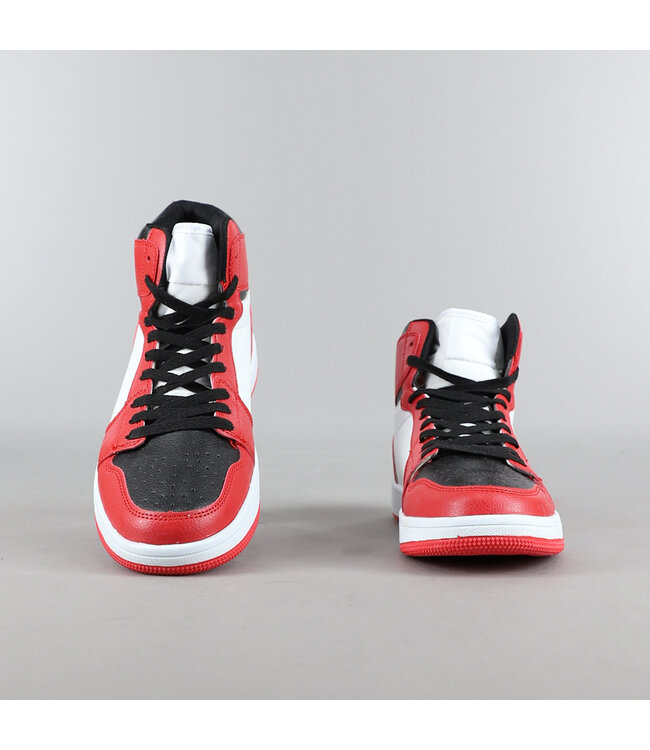 Rode Hoge Heren Sneakers met Zwart/Witte Details