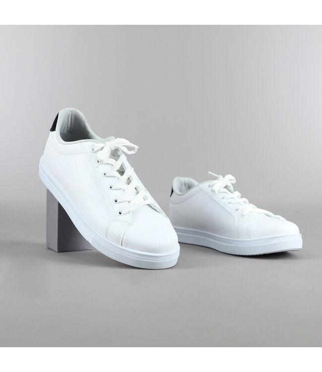 !OP=OP Basic Witte Heren Sneakers met Zwart Hielstuk