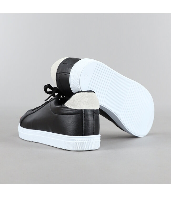 Basic Zwarte Heren Sneakers met Wit Hielstuk