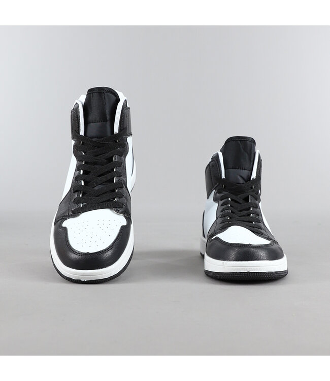 NEW2306 Witte Hoge Heren Sneakers met Zwarte Details