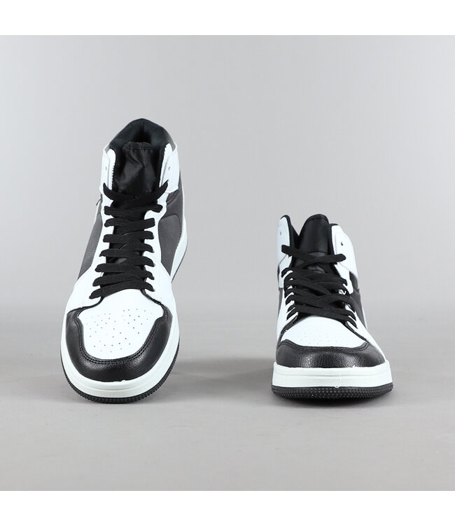NEW2306 Zwarte Hoge Heren Sneakers met Witte Details