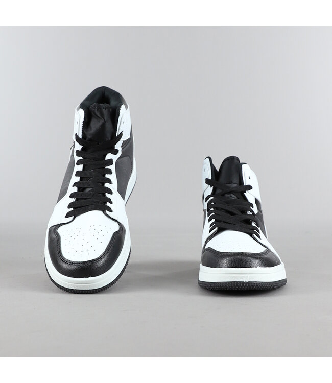 Zwarte Hoge Heren Sneakers met Witte Details