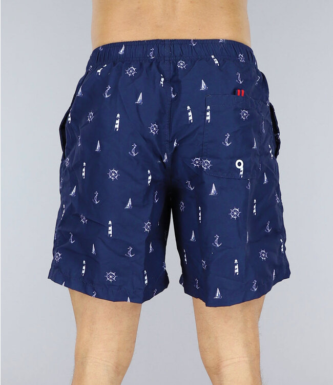 !SALE50 Navy Heren Zwembroek met Marine Print