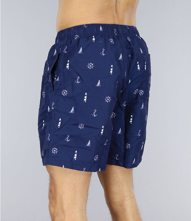 !SALE50 Navy Heren Zwembroek met Marine Print