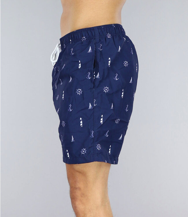Navy Heren Zwembroek met Marine Print