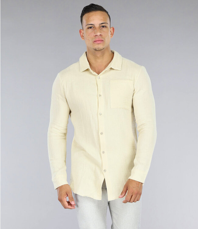 !SALE50 Beige Casual Mousseline Overhemd