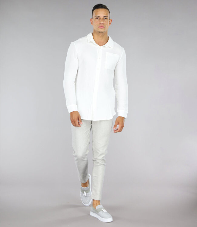 !SALE50 Witte Casual Mousseline Overhemd