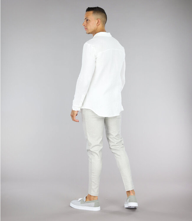!SALE50 Witte Casual Mousseline Overhemd