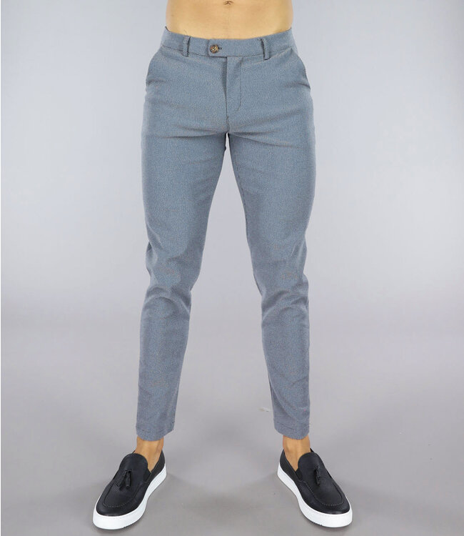 Grijze Gemêleerde Regular Fit Heren Pantalon