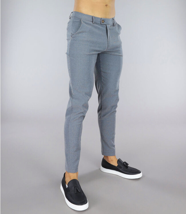 Grijze Gemêleerde Regular Fit Heren Pantalon