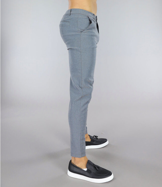 Grijze Gemêleerde Regular Fit Heren Pantalon