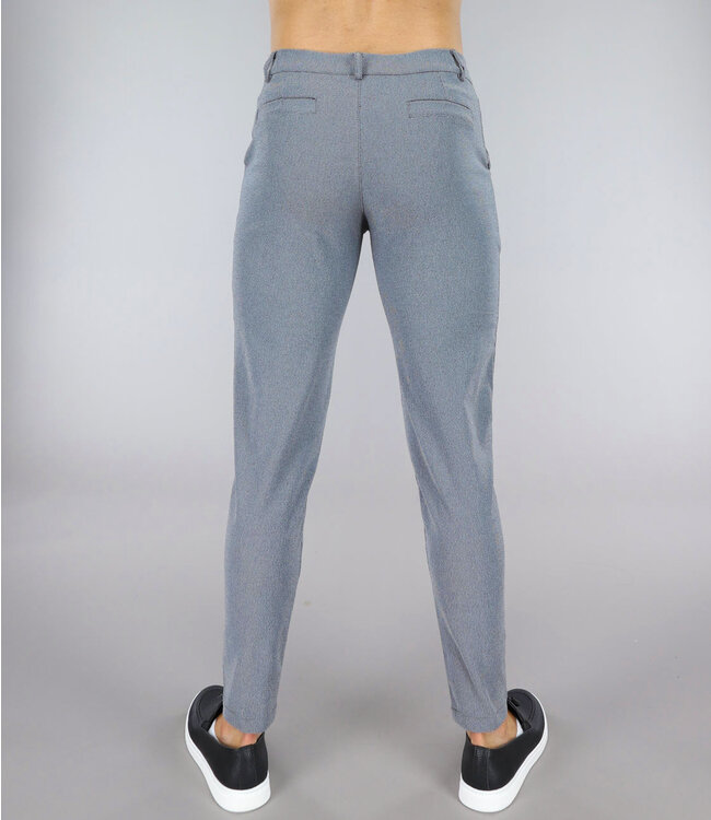 Grijze Gemêleerde Regular Fit Heren Pantalon