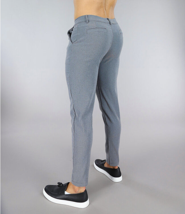 Grijze Gemêleerde Regular Fit Heren Pantalon