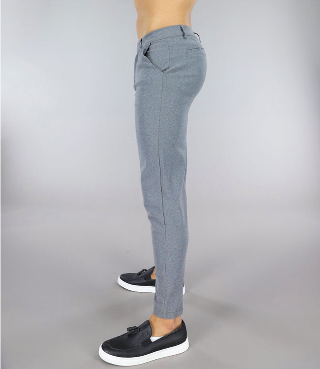Grijze Gemêleerde Regular Fit Heren Pantalon