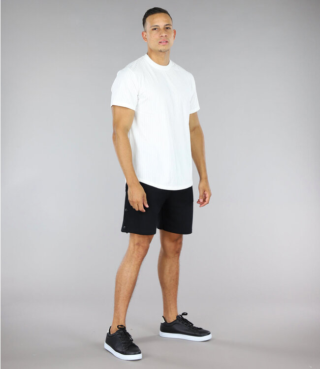 Luchtig Wit Heren T-Shirt met Grove Rib