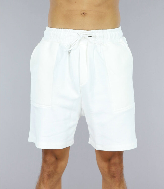 !SALE50 Witte Joggingshort met Steekzakken